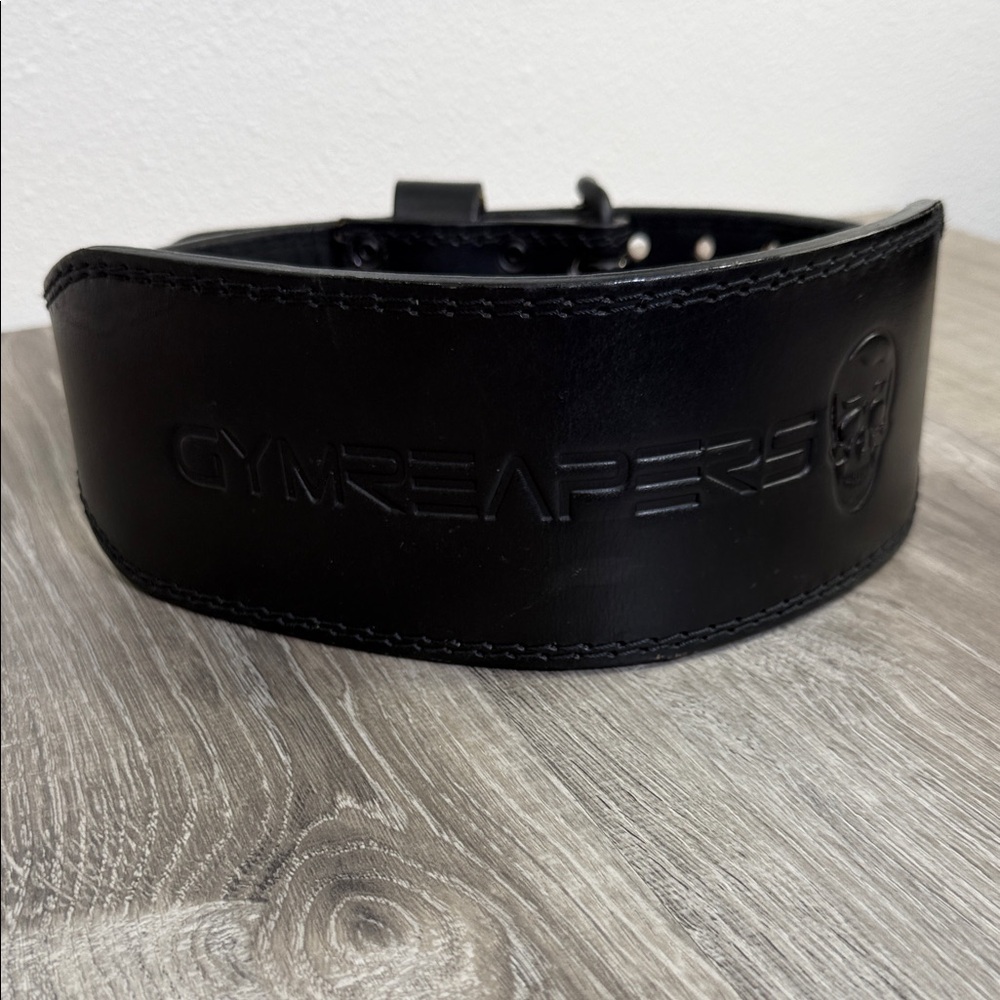 Gymreapers Black Leather Weightlifting Belt